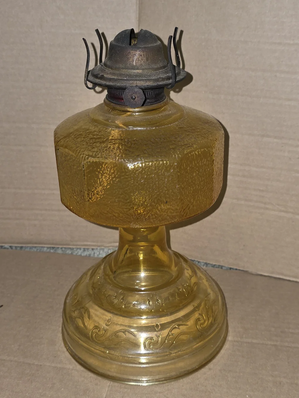 Amber Glass Lantern Lamp — Decorative Home Accent in Yellow